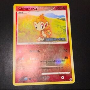 Chimchar 76/130 Common Burger King Promo Platinum Stamped- 2007 reverse HoloFoil